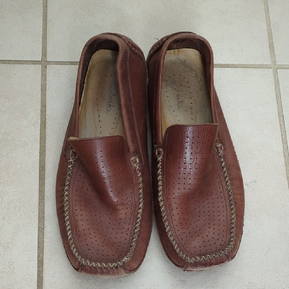 Clarks Men's Brown Leather Slip-On Loafers